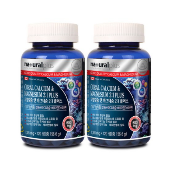 내츄럴플러스 코랄칼슘 앤 마그네슘 2:1 플러스 120정