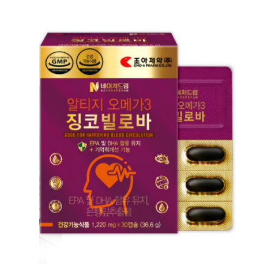 조아제약 네이처드림 알티지 오메가3 징코빌로바 30캡슐