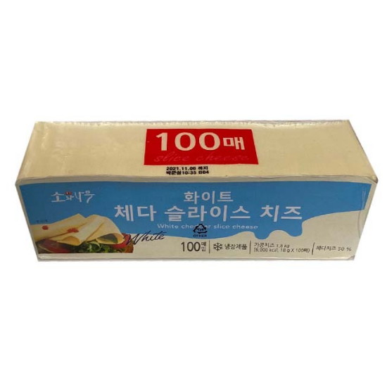 동원F&B 소와나무 화이트 체다 슬라이스 치즈 100매입 1.8kg