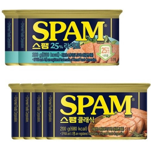 CJ제일제당  스팸 클래식 200g 5개 + 스팸 25% 라이트 200g 5개