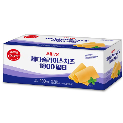 서울우유  체다 슬라이스 치즈 1800 멀티 100매입 1.8kg