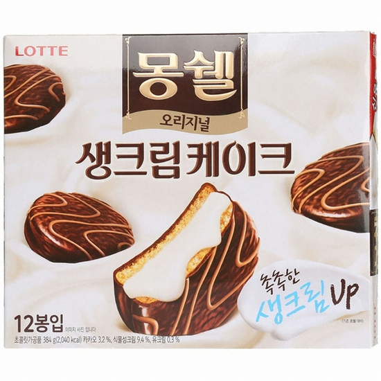 롯데제과  몽쉘 오리지널 생크림케이크 12개입 384g