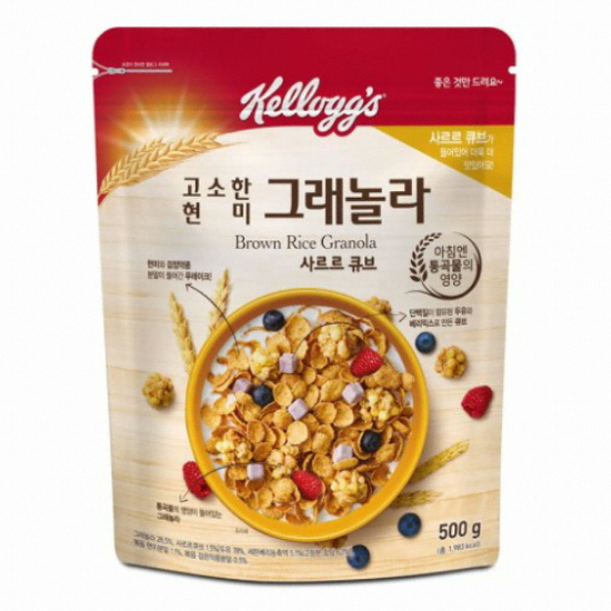켈로그  고소한 현미 그래놀라 사르르 큐브 500g