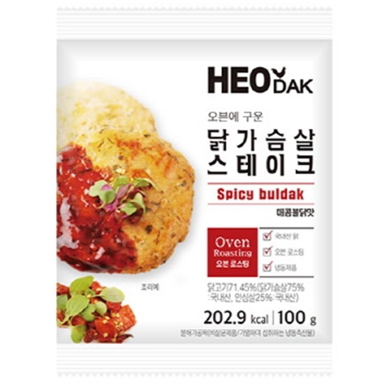 허닭  오븐에 구운 닭가슴살 스테이크 매콤불닭맛 100g