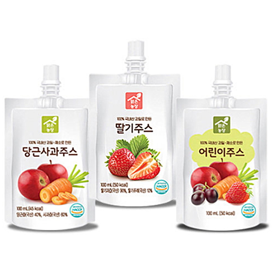 채움건강생활 당근사과주스 100ml x 10개 + 어린이주스 100ml x 10개 + 딸기주스 100ml x 10개