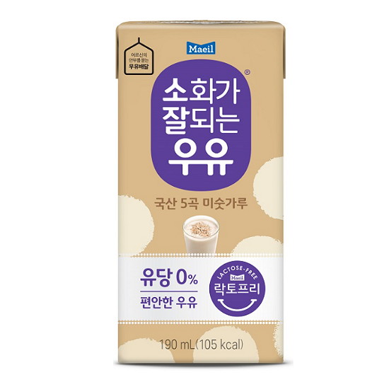 매일유업 소화가 잘되는 우유 국산 5곡 미숫가루 190ml