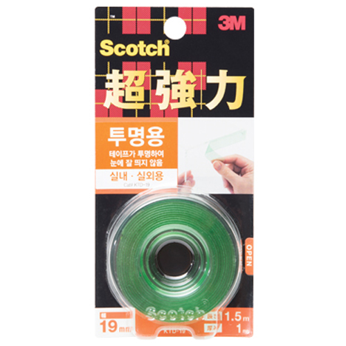 3M 스카치 초강력 투명 방수 양면테이프 KTD-19 19mm