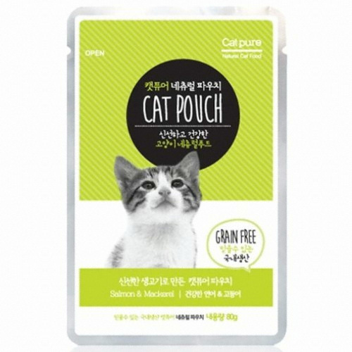캣퓨어 네츄럴 파우치 건강한 연어&고등어 80g