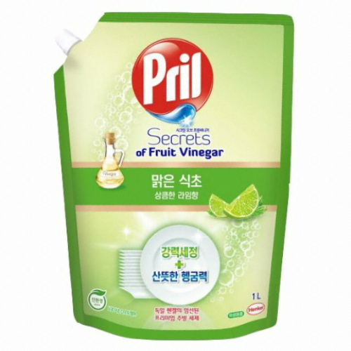 프릴 맑은식초 주방세제 상큼한 라임 리필 1L
