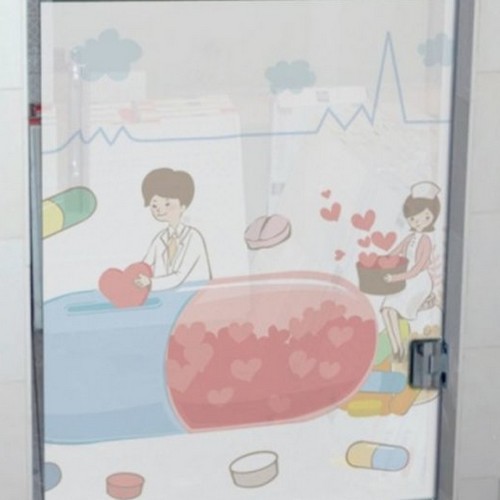 꾸밈  무점착 글라스 시트지 행복을 주는 약국 ij089m