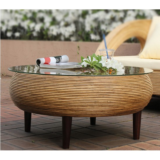 프라이드리빙 몰디브 라운드형 내추럴 라탄테이블