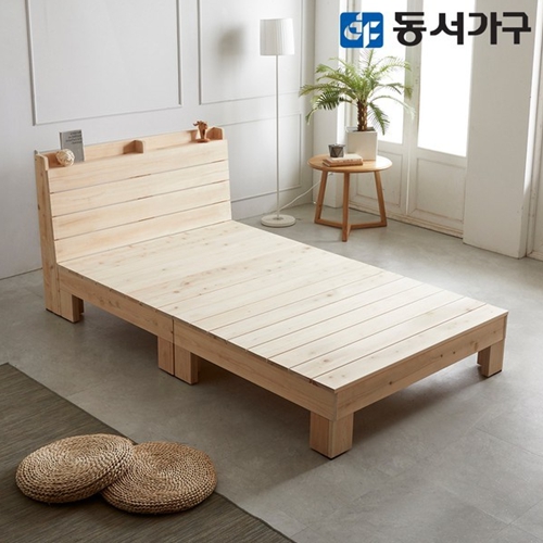 동서가구 힐링 히노끼 편백나무 수납헤드 평상형 침대 SS