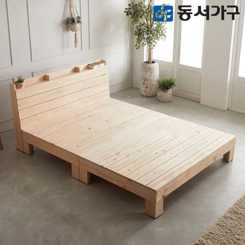 동서가구 힐링 히노끼 편백나무 수납헤드 평상형 침대 Q