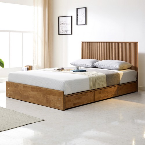 가이온 스컬 북유럽풍 호텔식 원목 수납 침대 Q