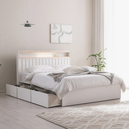 삼익가구 히노 호텔식 편백나무 빅수납 LED침대 K