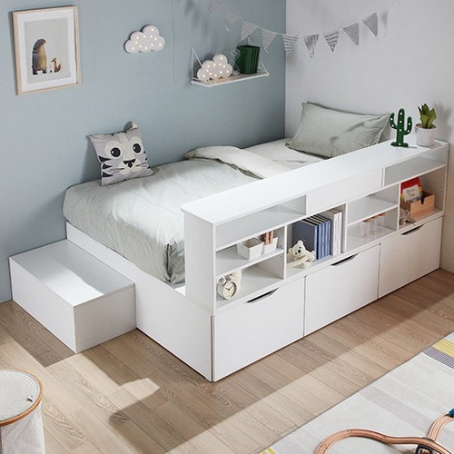 동서가구 라보 평상형 수납 침대 Q+책장