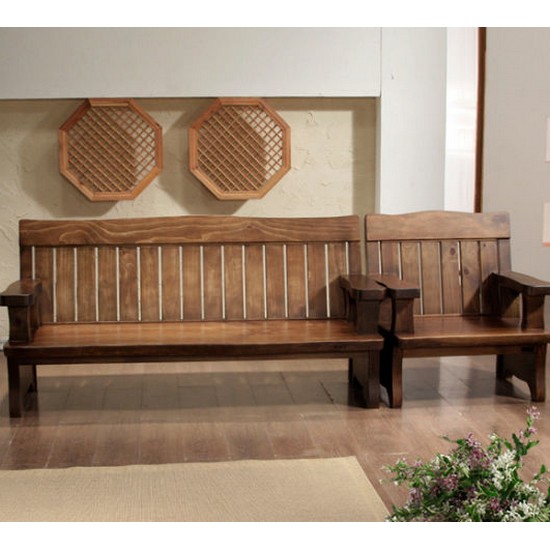 해찬솔원목이야기 소나무 엔틱 통원목소파 4인용