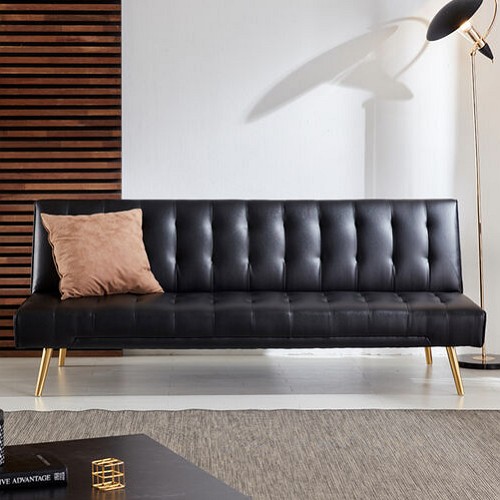 인터데코 유럽형 골드스틸 가죽 소파베드 3인용