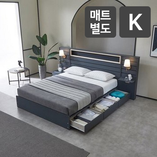 베디스 호텔식 피렌체 편백 수납형 LED침대 Q/K