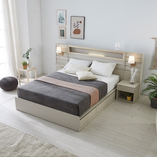 베디스 호텔식 피렌체 편백 수납형 LED침대 LK