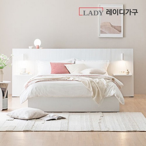 레이디가구 모닝 템파보드 호텔형 수납 침대 Q+패널2개
