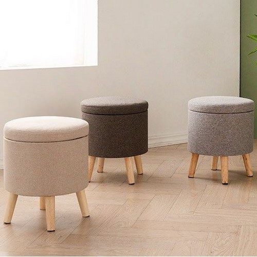 삼익가구  미스티 원형 원목 수납 스툴