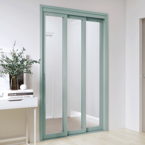 영림임업  트리플6 3연동 ㅡ자 투명유리 오픈형 중문