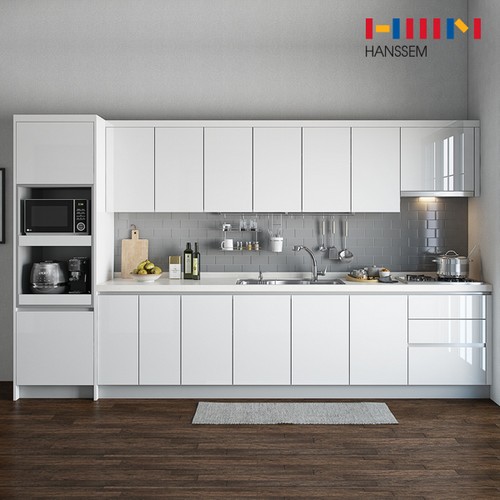 한샘  밀란 100 퓨어화이트 ㄱ자 키큰장형