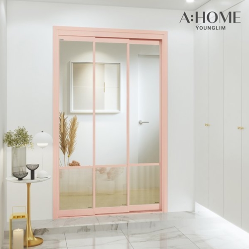 영림임업  트리플2 시트 초슬림 3연동 ㅡ자 투명유리 중문