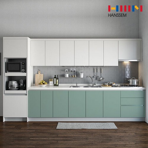 한샘  밀란200 무드그린 ㅡ자 키큰장형