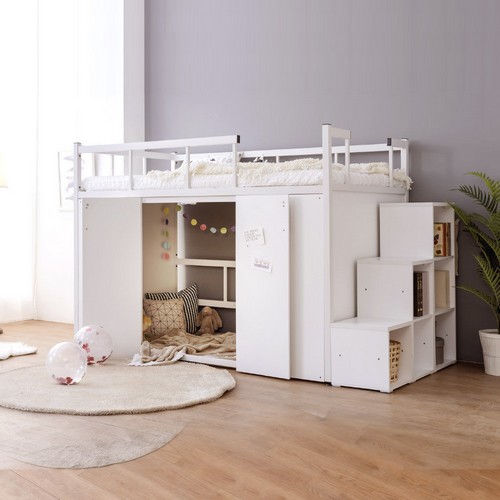 유오에스 플라망 탱크 수납형 수납계단 철제 벙커침대 SS