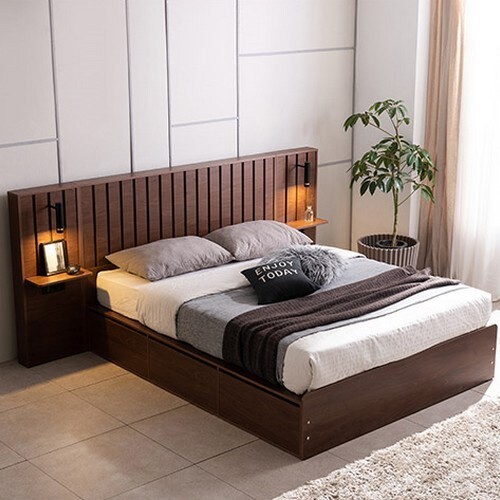 삼익가구 아벨라 프리미엄 빅수납 호텔 LED침대 Q+협탁2개