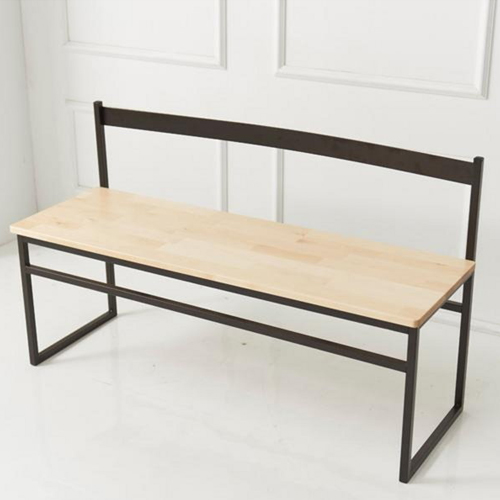 아름이와다움이 해피 스틸 등받이 자작원목 벤치의자 3인용