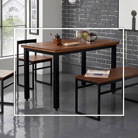 도도 네퍼 멀바우 원목 스틸 식탁 1200