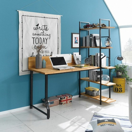 아름이와다움이 나르샤 소나무원목 스틸 5단 h형 책상세트