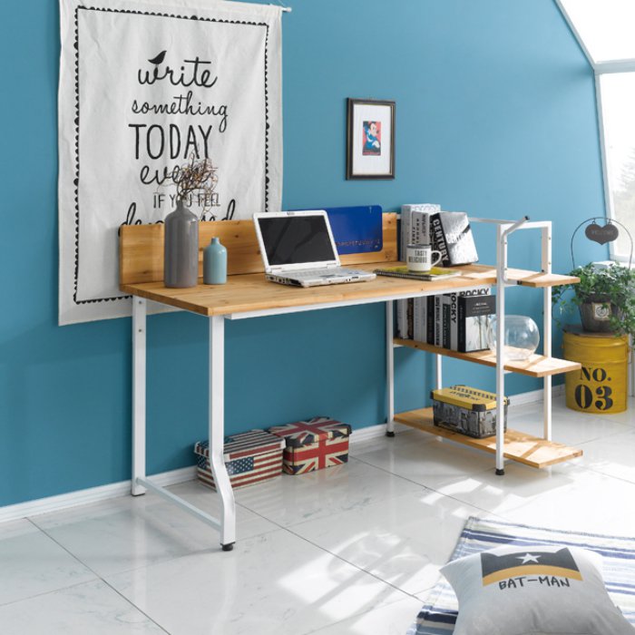 아름이와다움이 나르샤 소나무원목 스틸 3단 h형 책상세트