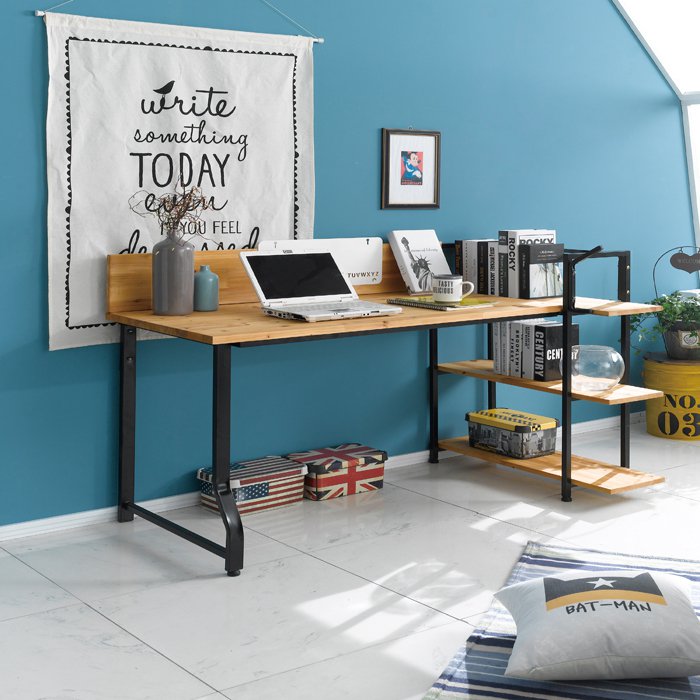 아름이와다움이 나르샤 소나무원목 스틸 3단 h형 책상세트