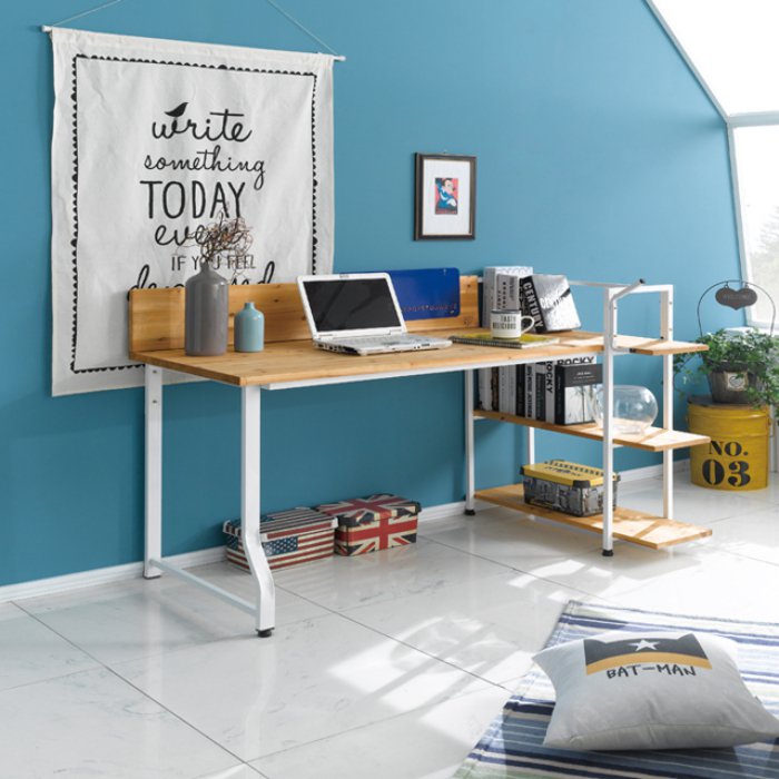 아름이와다움이 나르샤 소나무원목 스틸 3단 h형 책상세트