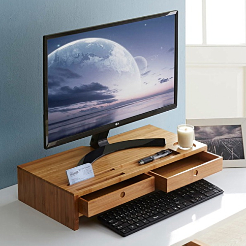 키모 대나무 서랍형 모니터받침대