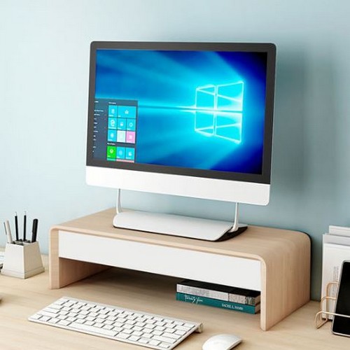 프랜디 소나무 원목 서랍형 모니터 받침대 D2