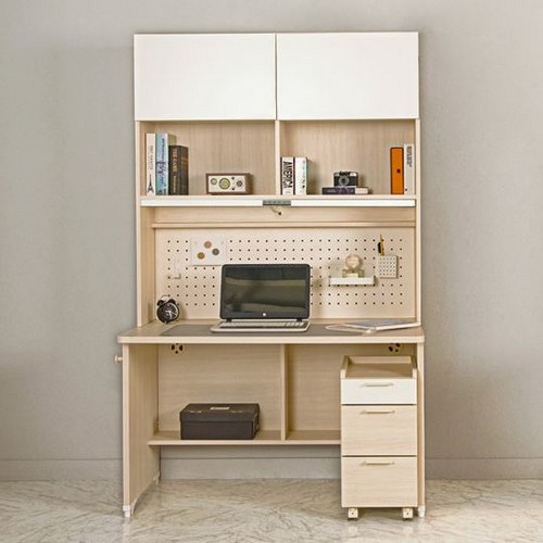 에보니아 킹스 전면수납 조명 책상+3단 서랍장