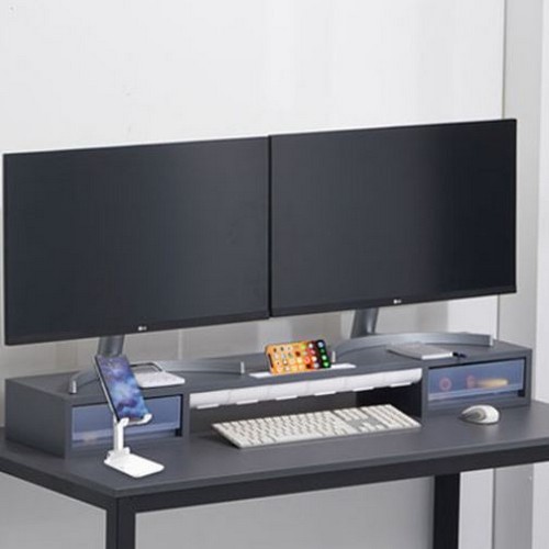 우드웰 MT-04 스토리 부착서랍형 듀얼 모니터 받침대