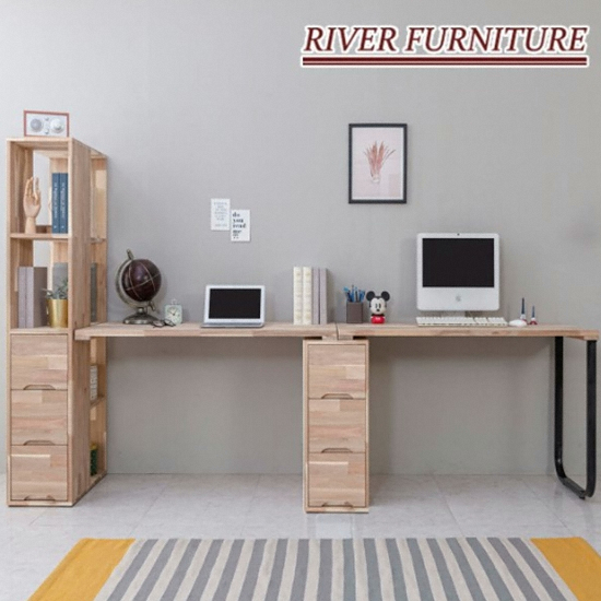 리버퍼니쳐 마쵸 아카시아원목 2인용 3단서랍장책장 책상