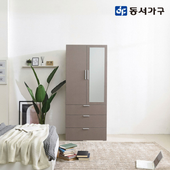 장인가구  메종 3단서랍 거울도어 옷장 800