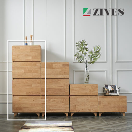 지베스 코나3 고무나무 원목 4단 서랍장 500