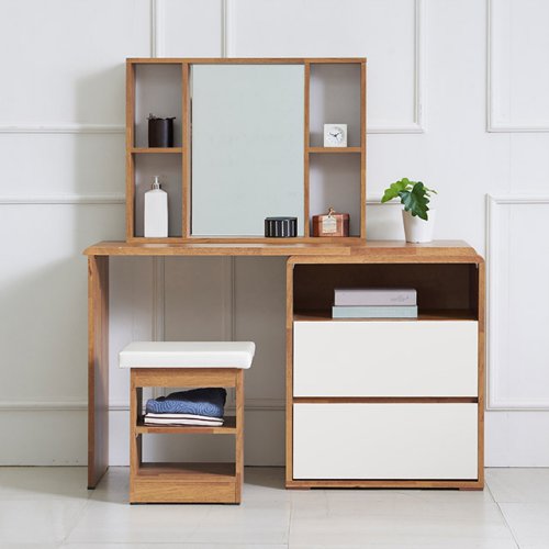 우아미가구  젠킨스 3단 의자 화장대 풀세트 1800