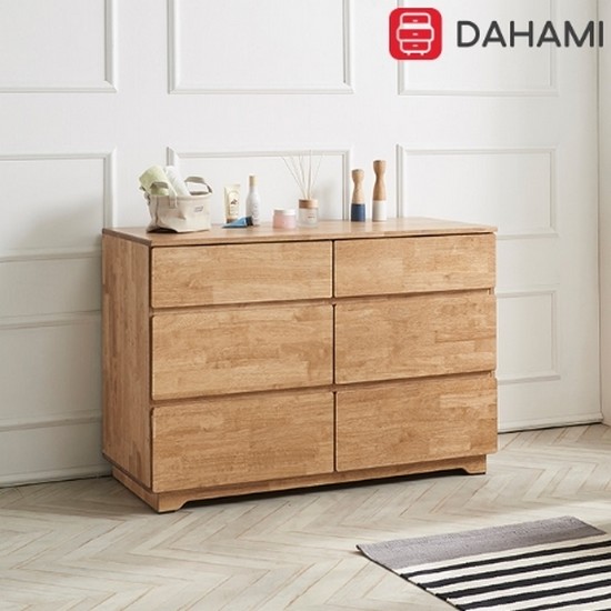 다하미 하프탑 고무나무 원목 3단 서랍장 1200