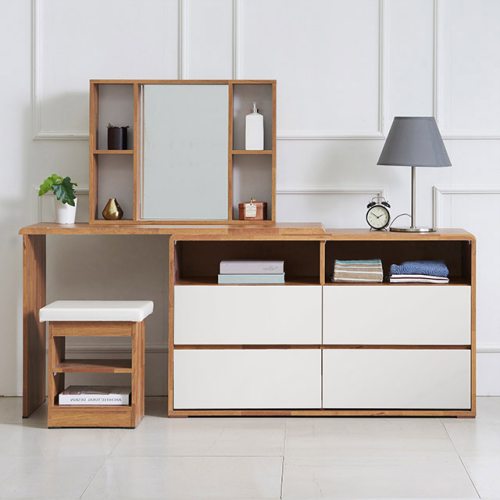 우아미가구  젠킨스 3단 의자 화장대 풀세트 2400