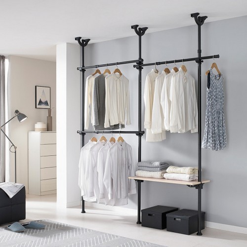 롯데알미늄 이지온 드레스룸 고급원목선반 행거 EOB-304M