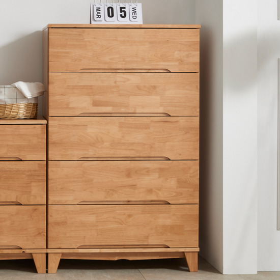 아름이와다움이 로지 고무나무원목 광폭 5단 서랍장 800